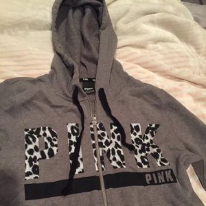 NWOT Womens Size M PINK Leopard Hoodie FITS XL